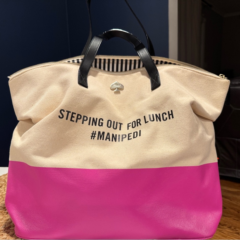 kate spade Two-Tone Canvas Tote in Pink, Cream & Black Accents
